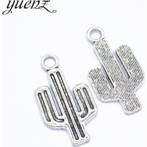 YuenZ 10pcs Antique Silver color cactus charm Pendant Handmade Crafts for DIY Fashion Vintage Choker Necklace 34*19mm Q251