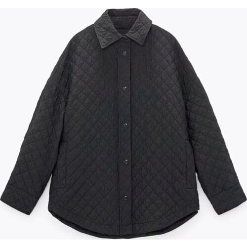 2021 Spring Autumn Women Vintage Plaid Cotton Jacket Coat Casual Pockets Black Oversize Shirt Outwear Female Loose Parka Mujer