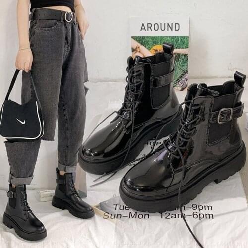 Winter Women Ankle Boots Black Leather 2021 Fashion Autumn Warm Fur Motorcycle Non-slip Waterproof Female Platform Boots Shoes