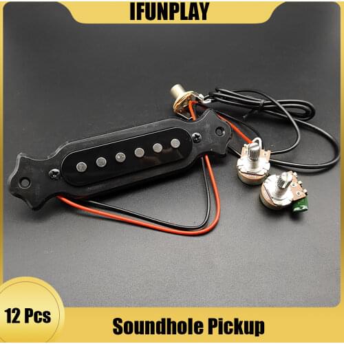 12Set Acoustic Guitar Soundhole Pickup 6 String Folk Guitar Pickup with 1T1V Control for Cigar Box Guitar Parts Accessories