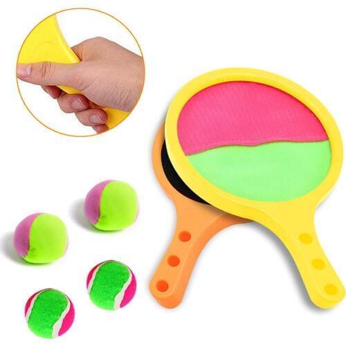 1 Set Children Sticky Ball Toys Indoor&Outdoor Fun Sports Parent-child Interactive Throw&Catch Sticky Target Racket Ball Games