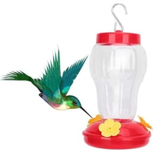 1pcs Plastics Bird Water Feeder Bottle Hanging Hummingbird Feeder Garden Outdoor Plastic Flower Iron Hook Bird Feeder