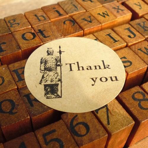 120pcs Thank You Kraft Paper Sticker Terracotta Warriors Round Label Seals Stickers Gift Box Decoration Stickers for Bag Packing