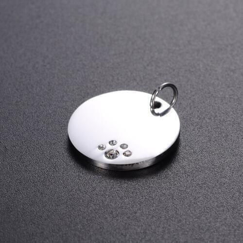 200pcs 20mm Round Stainless Steel Crystal Dog Tags Pets ID Address Name Phone Number Label Pendant Jewelry