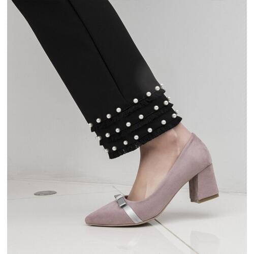 2020 autumn new Korean version of the pointed lady sexy high heels black with thick with wild single shoes women shoes U22-47