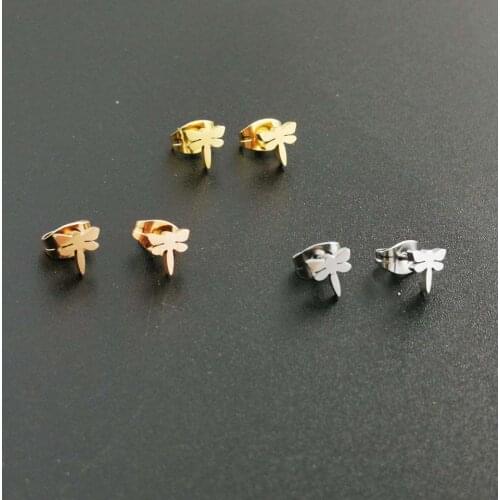 2021 new style INS small and cute dragonfly earrings female student earrings