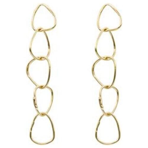 2021 new trend link earrings copper plating 14K real gold rings connected with water droplets irregular party earring wholesale