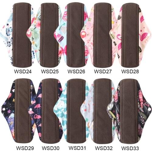 5PCS Reusable Sanitary Napkins Washable Cloth Menstrual Pads Mama Bamboo Charcoal Absorbency Panty Liner Overnight