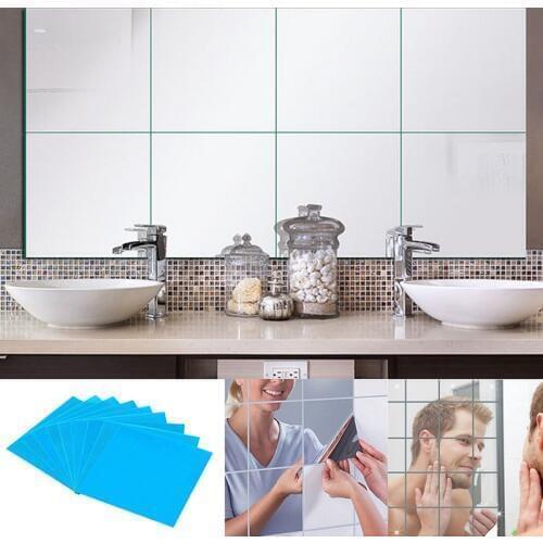 9/16/32 Pcs DIY Square Mirror Tile Wall Stickers 3D Decal Home Room Decoration For Living Room Porch