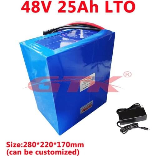 Deep cycle LTO 48V 25AH 40Ah Lithium titanate battery Pack 20s 2.4v LTO battery with BMS for solar storage +5A Charger