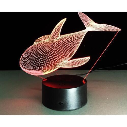 Shark 3D Stereo Illusion Lamp 7 Color Change Acrylic Atmosphere Lamp USB Remote Touch Switch Sitting Room Lights Bedside Lamp