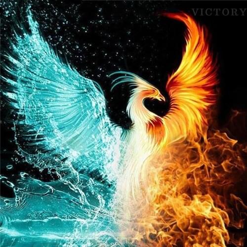 Diamond Painting Phoenix Fire Ice Full Square Round Cross Stitch Sale Diamond Embroidery Animal Mosaic Needlework Home Decor Art