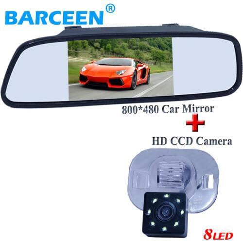 8 led 170 angle car rear reversing camera CCD+5" wire car backup mirror monitor for KIA FORTE for Hyundai Verna Sloaris Sedan