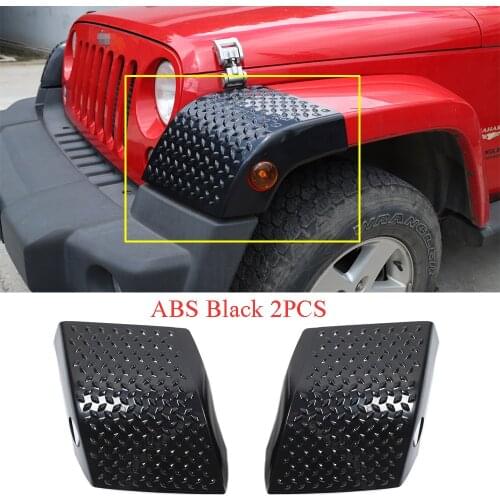 Black ABS Front Wheel Eyebrow Wrap Angle Trim Fit Forfor Jeep Wrangler JK 2007-2017