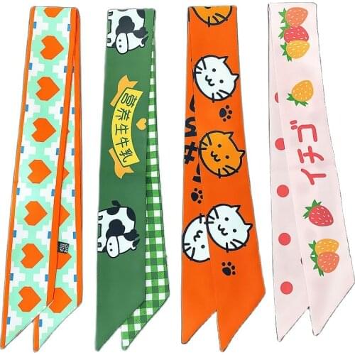 5*88cm Children Cute Small Long Twill Scarf Hand Feeling Hair Tie Girls Fashion Accessories For Bag Hat Belt Ribbons Tie Foulard