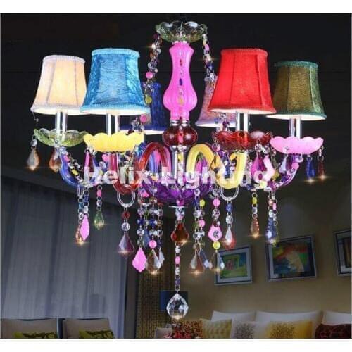 European Colorful K9 Crystal Chandelier E14 Tiffany Lustre Crystal Chandelier Optional Lustres De Cristal Chandelier With Shades