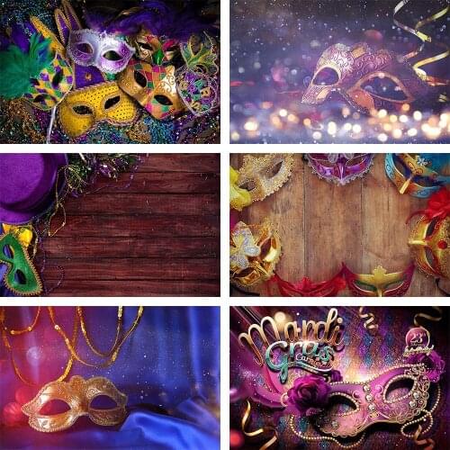 Avezano Photography Background Mardi Gras Mask Masquerade Celebratio Party Wood Board Portrait Backdrop Photo Studio Photophopne