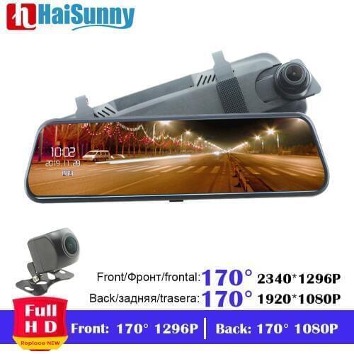 Full HD Dual 1296P 1080P Car DVR Camera Stream RearView Mirror 10'' IPS With Night Vision 170° Rea View Car dvr Dash Camera