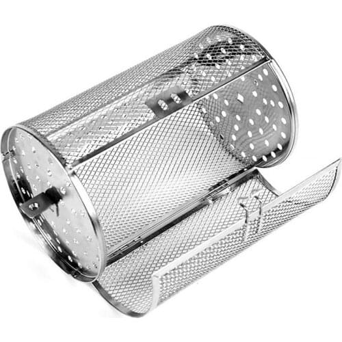 Stainless Steel Grill Roaster Drum Oven Basket,Round Tumble Rotisserie Spit Rod Basket,Oven Baking Rotary,Cooking Tool