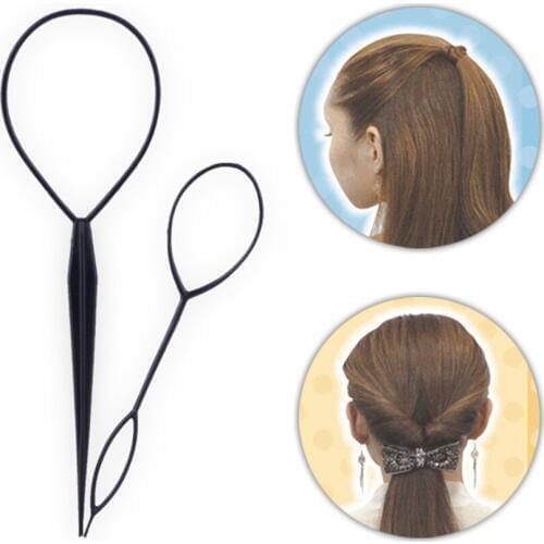 1set Hair Braider Maker Styling Tool Ponytail Creator Plastic Loop Styling Tools Black Topsy Pony topsy Tail Clip Fashion Salon