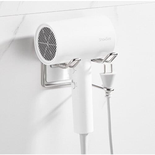 No Drilling Storage Bracket Hanger Stainless Steel Hair Dryer Holder Blower Organizer Adhesive Wall Mount Hairdryer Holder Rack