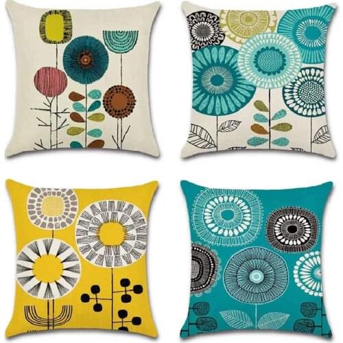 HOT SALES Throw Pillow Case Blue Yellow Sunflower Cushion Covers for Home Sofa Chair Decorative Pillowcases