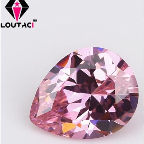 LOUTACI Most Precious Stones in Order Pink Pear Cubic Zirconia Anniversary Rings Small Size 2x3-4x6mm