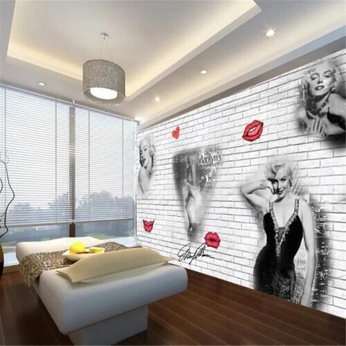 Milofi European and American retro brick wall Marilyn Monroe background wall