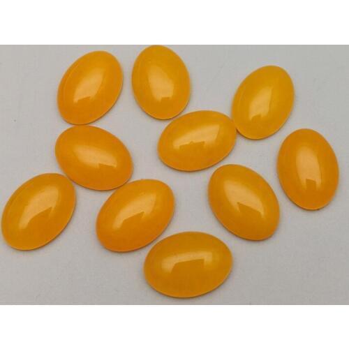 Fashion natural stone beads charms 10X14mm yellow oval CAB CABOCHON no hole Wholesale 50pcs Free shipping