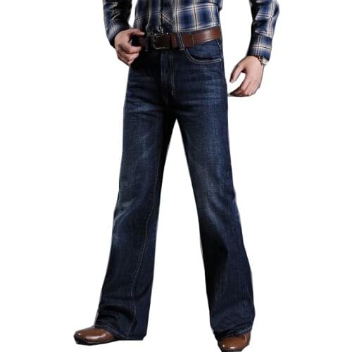 2021 Mens Loose Fashion Flare Jeans Classic Stretch Loose Leg Boot Cut Jeans Fashion