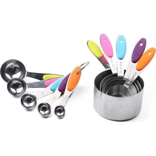 Creative Multipurpose 5pcs/10pcs Stainless Steel Measuring Cup And Spoon Set Measure Scoop Kitchen Cooking Measuring Tool