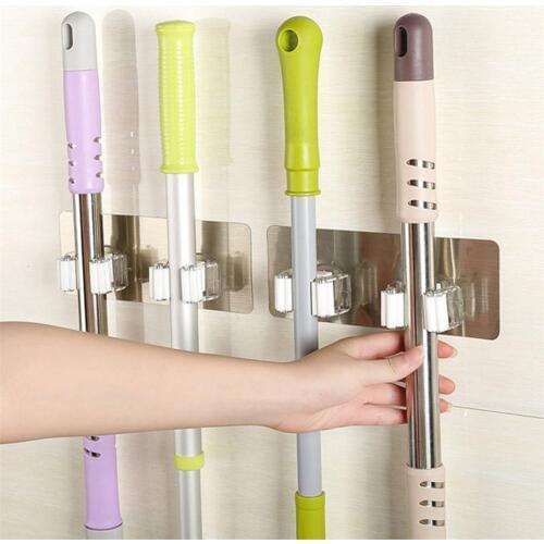 Wall tile sticking Mop Organizer Holder Rack Plastic wall mounted Brush swabber swob Handle grasp catch Holding Hook organizer
