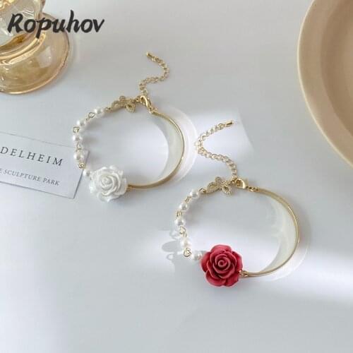 Ropuhov 2021 New 925 Silver Jewelry Korean Fashion Woman Lady Gift Retro Rose Pearl Butterfly Fashion Style Hand Wholesale