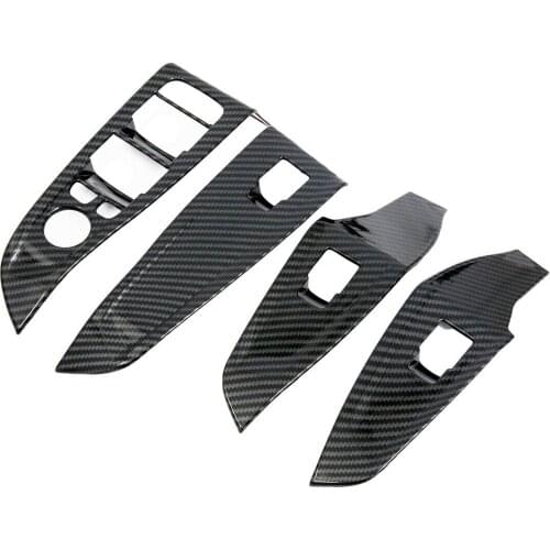 Carbon Fiber Door Side Armrest Window Lift Switch Control Panel Cover Trim Frame Fit For BMW 3 Series G20 2019 2020