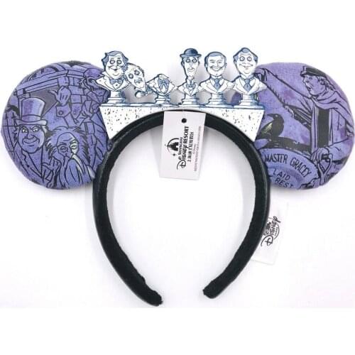 Disney Haunted Mansion Singing Busts Grinning Ghosts Mickey Ears Plush Headband Glow
