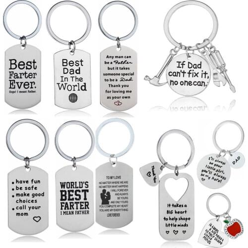 Stainless Steel Pendant Gifts For Mom Dad Son Lover Keyring Keychains Key Chain Ring Family Best Friends Present Friendship
