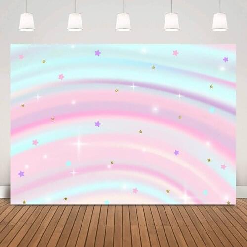 Rainbow Newborn Kids Portrait Photography Backdrop Sweet Children Happy Birthday Background Shiny Colorful Stars Photoshoot