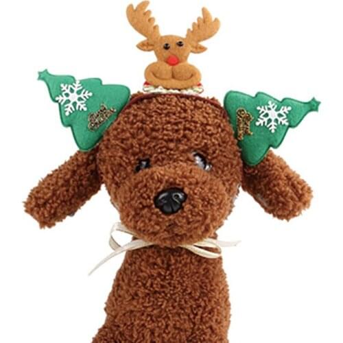 Christmas Halloween Pet Dog Cats Headdresses Pet Puppy Cat Headgear Santa Elk Headwear Hats Dog Cat Cosplay Dressing Up Props