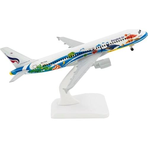 20cm Aircraft Bangkok Airways Airbus A320 with Landing Gear Alloy Plane Model Toys Children Kids Gift for Collection