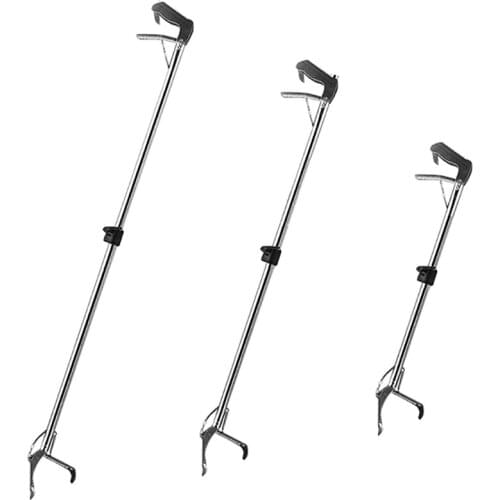 270F Heavy Duty Snake Tongs Reptile Grabber Stainless Steel Catcher Wide Jaw with Teeth Collapsible Design S/M/L