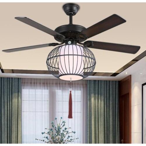 LED Ceiling Fan Chinese Style Bedroom Fan Light Restaurant Living Room Tea House Ceiling Fans with Lights