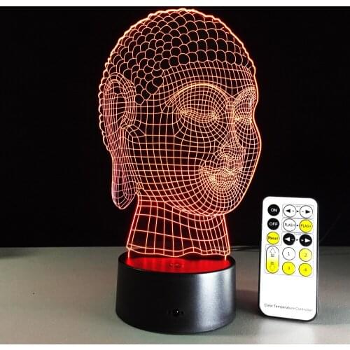 Remote Touch Buddha 3D LED Lamp Power Bank Usb Led Lamp Mini Led Light Battery Powered Acrylic Night Light 7 Color New Year Gift