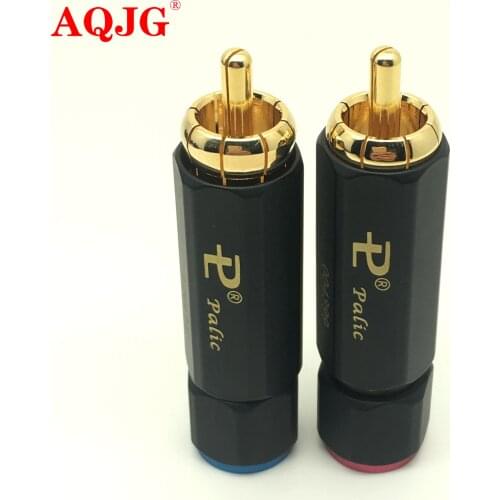 US Budweiser Copper Gold Plated RCA connectors rca stecker male signal line rca male plug lotus head copper RCA plug 10pcs/lot