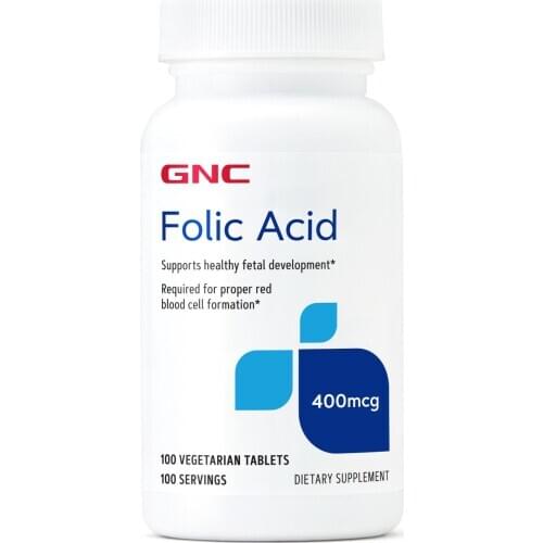 FOLIC ACID 100 Vegetarian Tablets Supports healthy red blood cell production, Provides nutrients important for fetal development
