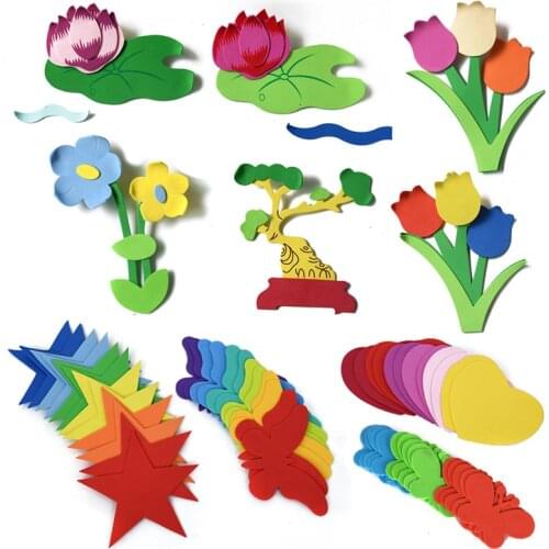 XICC EVA Butterfly Flower Colorful Foam DIY Material Wall Stickers Kindergarten Classroom Kids Learning Educational Toy Decor