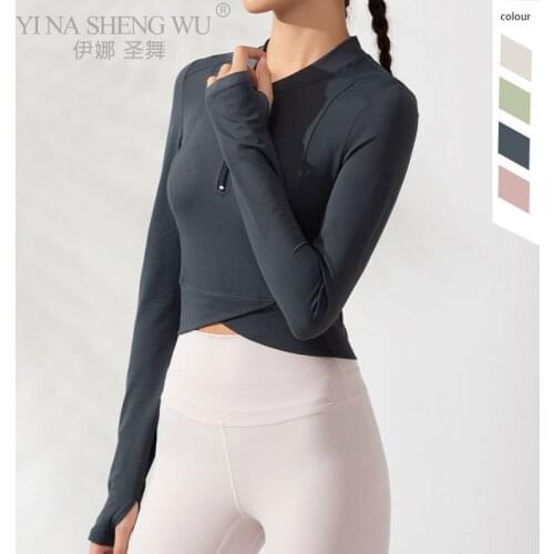 Women Sports Shirt Crop Long Sleeve Half Zipper Autumn Winter Yoga Jacket Gym Coat Workout Dry Fit Running Training Fitness Tops
