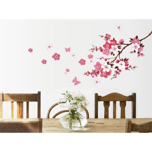 1PCS Fantastic Chinese Painting Peach Blossom Wall Sticker For Bedroom Dining Room Living Room Wall Decal Home Decor 45*60cm