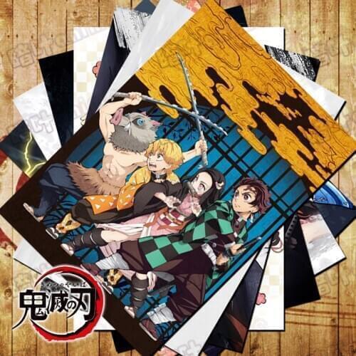 10 pcs/Lot Anime Demon Slayer : Kimetsu no Yaiba Poster sticker Tanjirou Nezuko Zenitsu Inosuke Toys 10 Pictures Sizes 42x29 CM