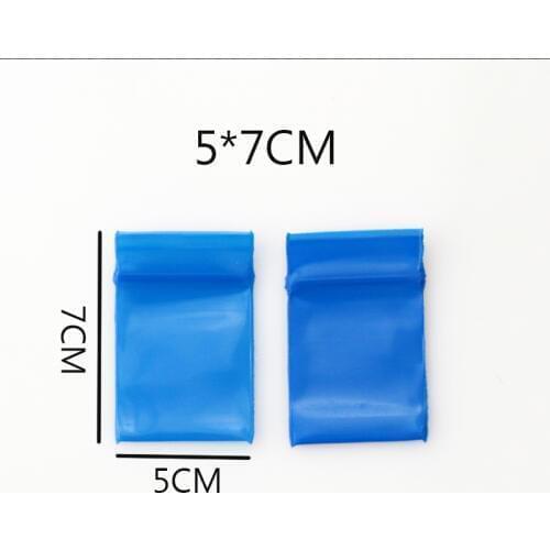 100pcs/lot 5x7cm Travel Small Gift Packing Blue Color Plastic Bag For Necklace Jewelry Ziplock Clear Self Seal Bags PE