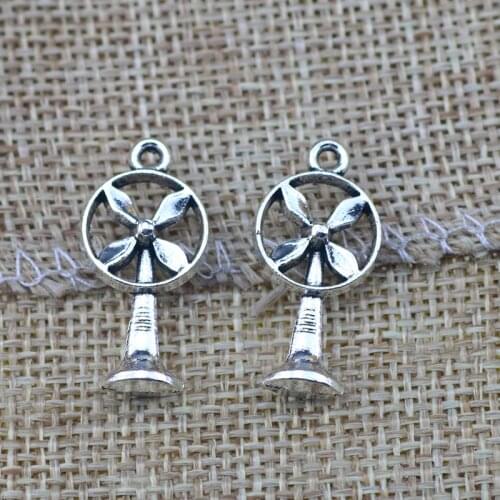 20 Pieces20*12mm Mixed Alloy Antique Silver Color Electric Fan Charms Keychain Bracelet Pendant Accessory For DIY Jewelry Making